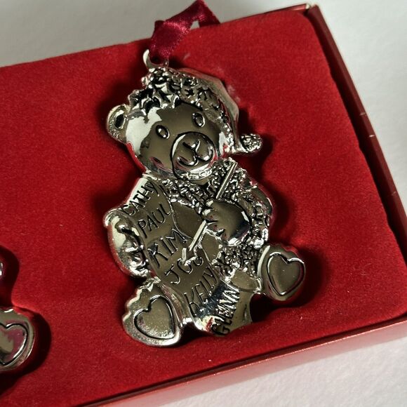 Gorham Christmas Ornaments Set of 3 Teddy Bear Silver Plated Holiday Tradition - Picture 6 of 8
